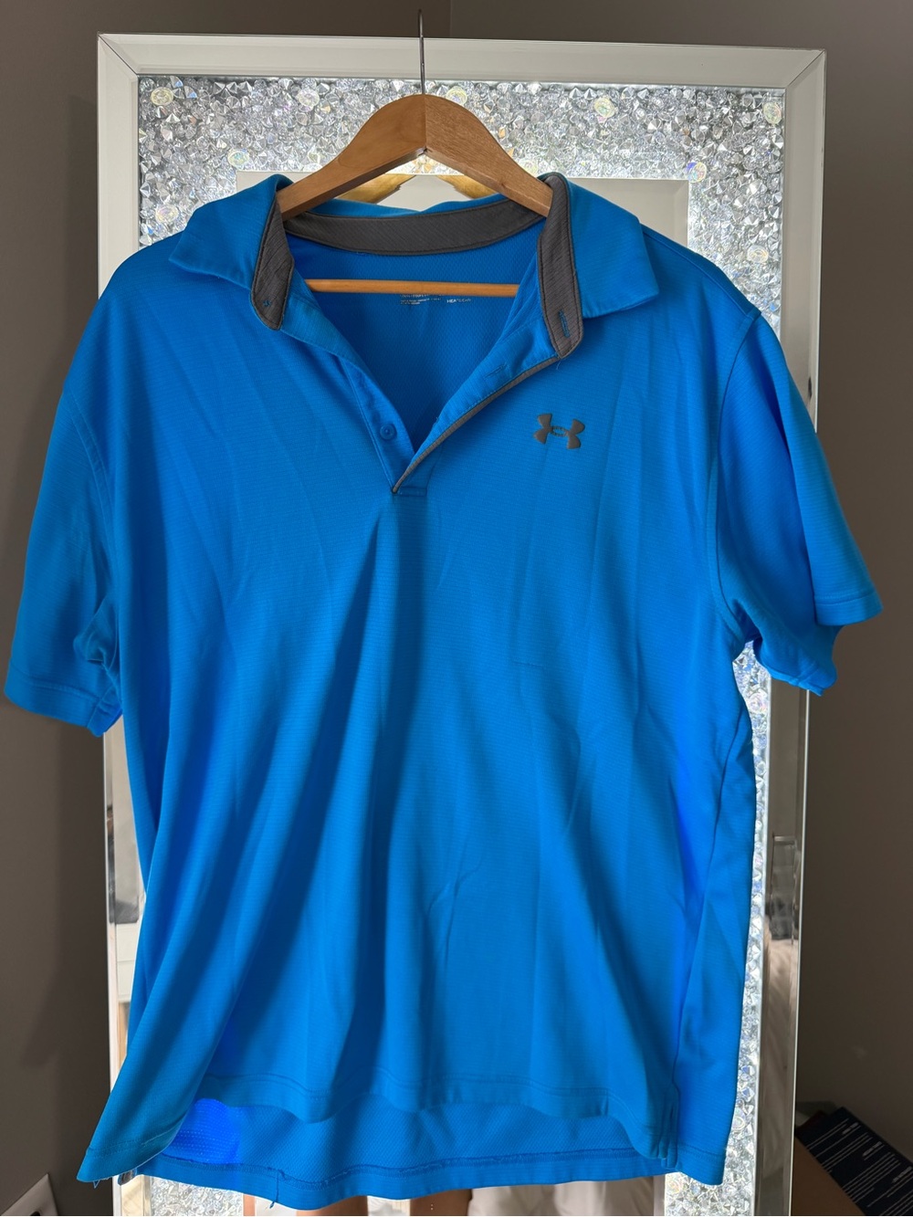 Under Armour Men’s Bright Blue Polo with Gray Trim